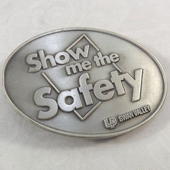 Show me the Safety Swan Valley Advertising Promotional Belt Buckle - Picture 1 of 8